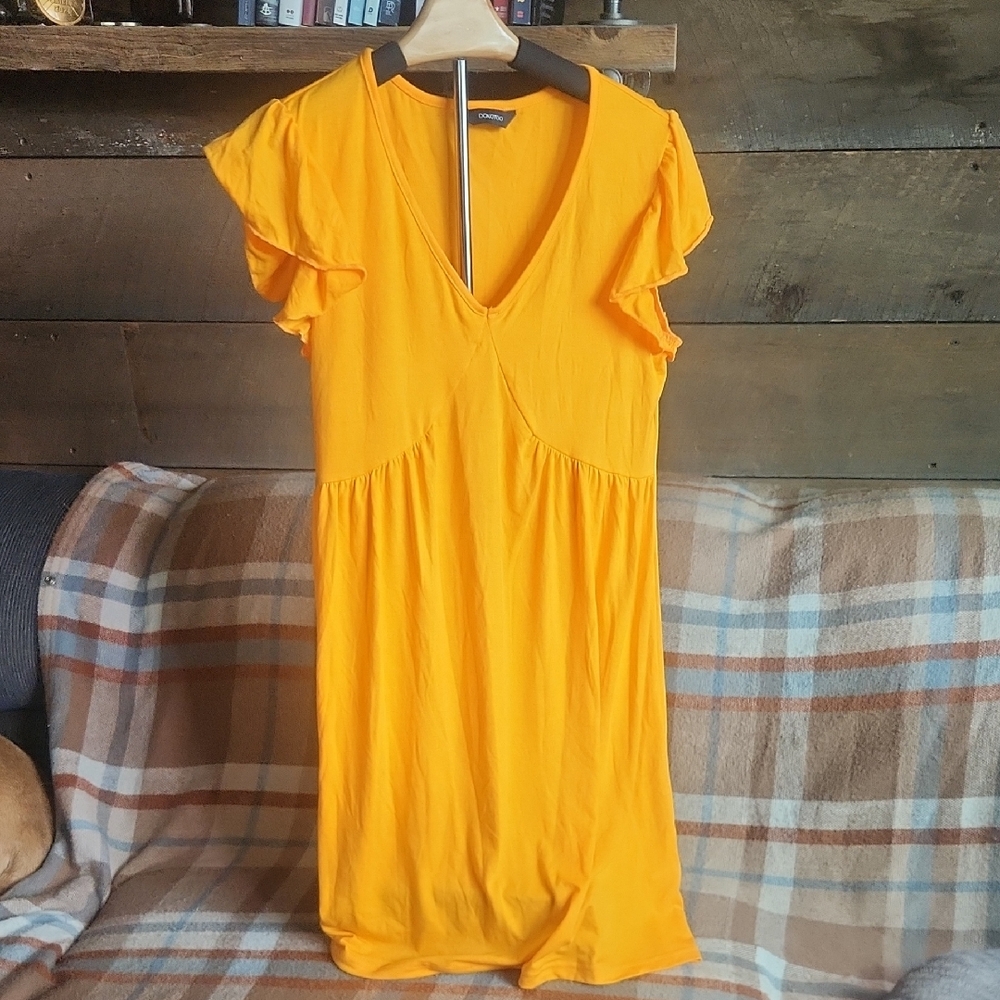 Sunny Yellow Ruffle Sleeve Mini Dress